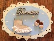 Placa puerta Dormitorio fondo azul - 20 cm. (con texto DORMITORI)