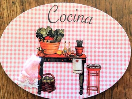 Placa de cocina con verduras frescas (con texto COCINA)