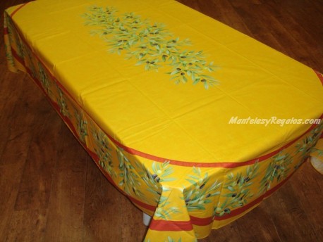 Mantel de Algodón Plastificado - Modelo MAUSSANE - Amarillo (Rectangular 2,50 x 1,60 mt.)