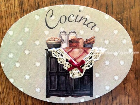 Placa de cocina con mueble de 2 puertas (con texto COCINA)