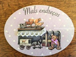 Placa de puerta para trastero con juguetes (con texto MALS ENDREÇOS)