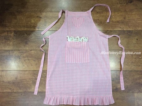 Delantal Algodón CERDITOS Rosa