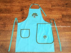 Delantal + paño algodón Árbol azul turquesa