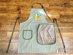 Delantal + paño algodón Botella de aceite 2 marrón topo