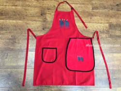 Delantal + paño algodón Toros rojo