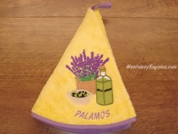 Paño redondo de cocina - Modelo BOTELLA DE ACEITE PALAMÓS - Amarillo