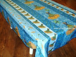 Mantel Antimanchas de Poliéster - Modelo ESPIGAS DE TRIGO - Azul