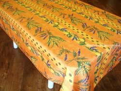 Mantel Antimanchas de Poliéster - Modelo LIMONES Y MIMOSA - Naranja