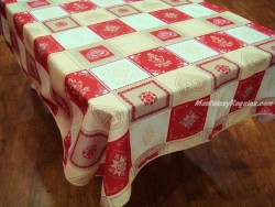 Mantel Antimanchas de Poliéster - Modelo CORAZÓN MONTAÑA - Rojo