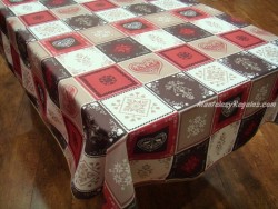 Mantel Antimanchas de Poliéster - Modelo CORAZÓN MONTAÑA - Chocolate