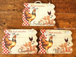 Placas gallinas para puertas - 14 cm. (3 distintas)
