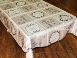 Mantel Antimanchas de Poliéster - Modelo INICIALES - Beige/Gris
