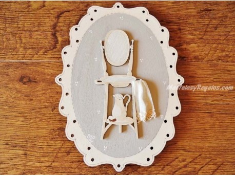 Placas baño mueble antiguo - 25 cm. (fondo en color gris)