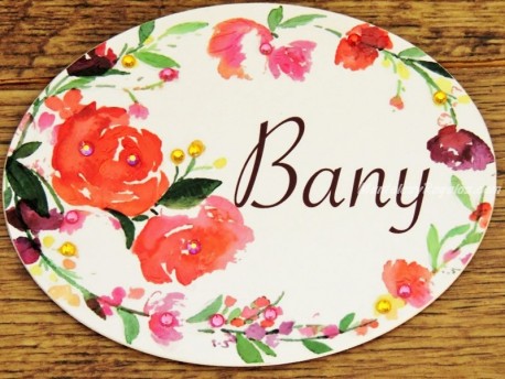 Placa para baño con flores modelo nº 3 (con texto BANY)