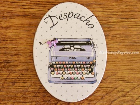 Placa de puerta con máquina de escribir (con texto DESPACHO)